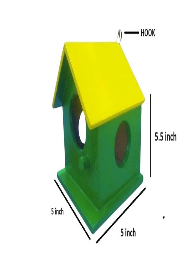 Craft Park Earthenware Hanging Square Bird Bath with Free MDF Ply Wood Bird House Bird Nest for Sparrow - Image 4